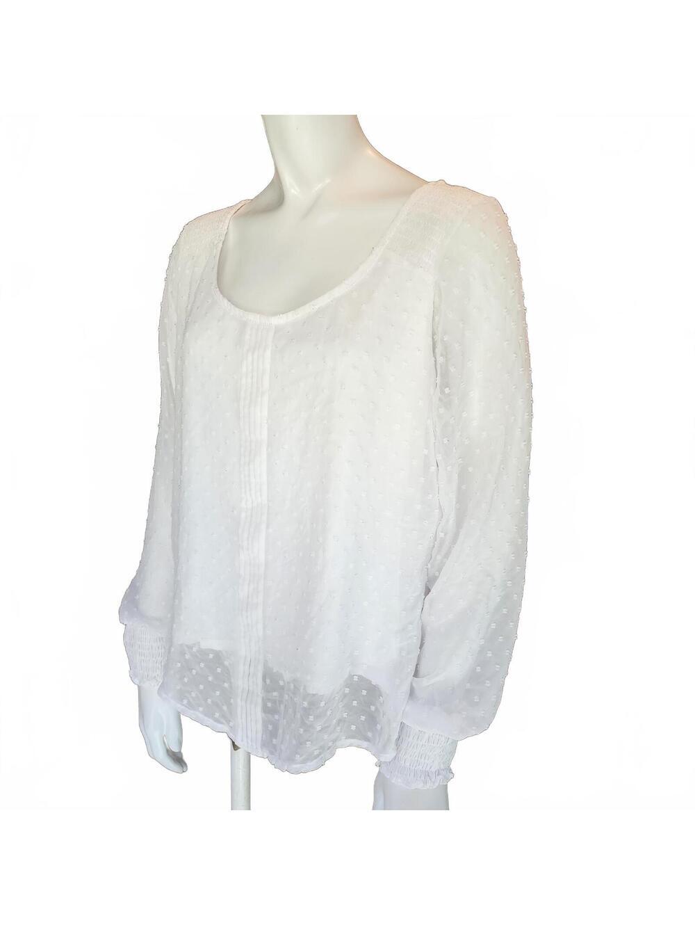 Lauren Conrad White Sheer Textured Long Sleeve Blouse Size M - Picture 2 of 6